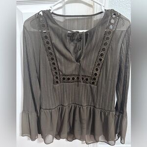 Express Olive Lace Detail Blouse